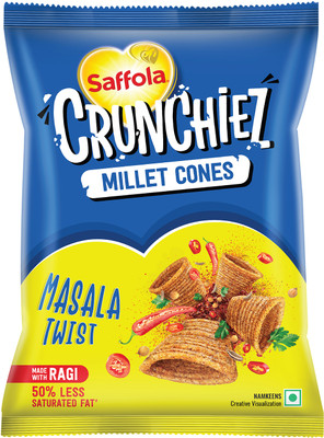 Saffola Crunchiez (Munchiez) Ragi Masala Twist, Tasty and Healthy Snacks Chips(70 g)