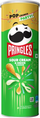 Pringles Potato Chips Sour Cream & Onion Flavor, Crispy Snack for Game Nights, On-the-Go Chips(107 g)