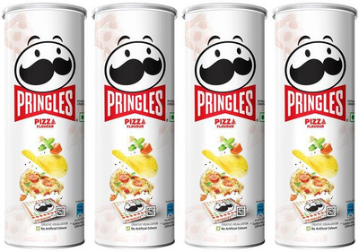 Pringles Potato Chips Pizza Flavor Pack of 4, Crispy Snack for Movie & Game Nights Chips(4 x 102 g)