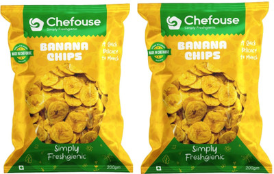 CHEFOUSE Kerala Banana Chips,Plain Salted Banana Chips,Thin Sliced and Crispy Snack Chips(2 x 200 g)