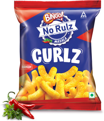 Bingo No Rulz Masala Curlz - Masala Flavoured Light & Tasty Baked Puffs Puffcorn(80 g)