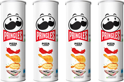 Pringles Potato Chips Pizza Flavor Pack of 4, Crispy Snack for Movie & Game Nights Chips(4 x 102 g)