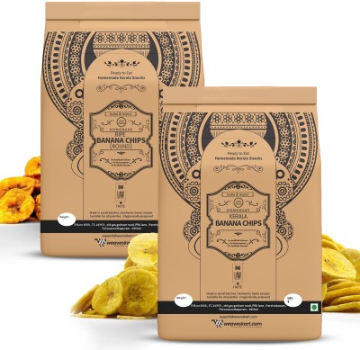 looms & weaves - Gift Pack of Special Kerala Snacks - (400 gm Plain Banana Chips + 400 gm Ripen Banana Chips) Chips(2 x 200 g)