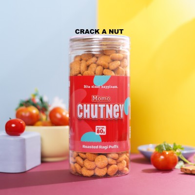 CRACKANUT Roasted Ragi Puff / Momo Chutney Puff / High Protein / Healthy / Gluten-Free Puffcorn(80 g)