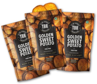 To Be Honest Vegetable Chips|Golden Sweet Potato Chips with Peri Peri|Gluten Free|Low Fat Chips(3 x 75 g)