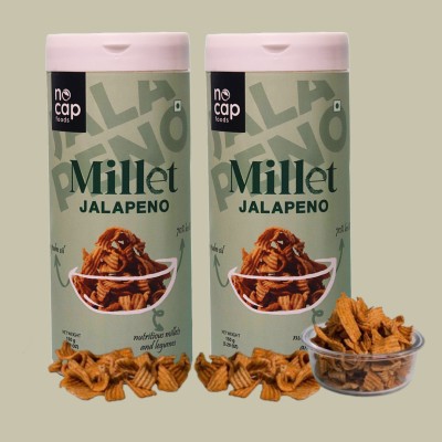 Nocap Foods Pack of 2 | Nocap Millet Jalapeno Chips 150 gm|Healthy Chips| No Palm Oil Chips(2 x 75 g)