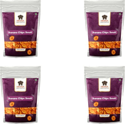 HEENA Chili Banana small Chips 400gm x 4, Crispy Banana Wafers Chips, Healthy Snack,(4 x 400 g)