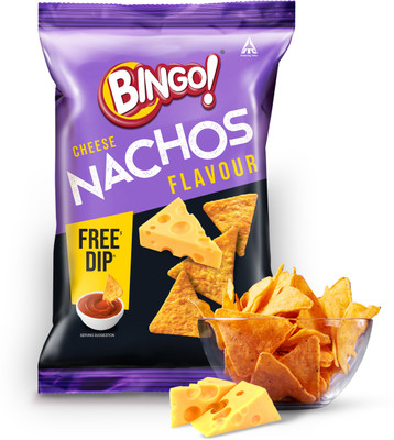 Bingo Cheese Flavour, Free Dip, Thin and Crunchy Chips, Nachos(80 g)