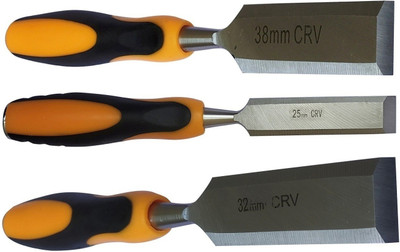 Inditrust New Heavy duty 3pc Wood Chisel set size -25MM 32 MM and 38MM Bevel Chisel Set(Pack of 3)
