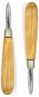 Digital Craft Steel Burnisher Set of 2 Straight & Curved with Wood Handle for Bezel Setting Bevel Chisel Set(Pack of 1)