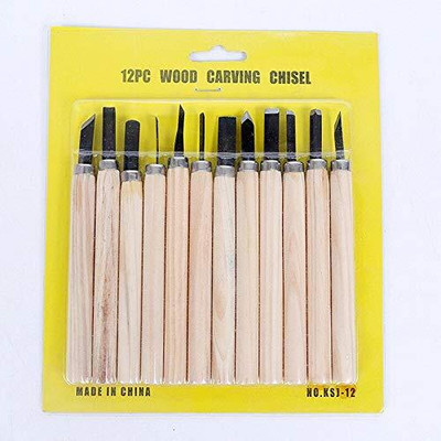 Wishbone 12pcs Set Wood Carving Chisels Knife For Basic Wood Cut DIY Tools Paring Chisel Set(Pack of 12)
