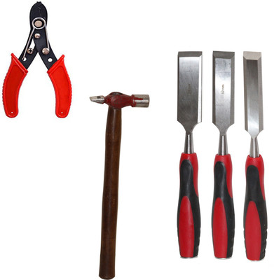 Digital Craft Chisel Kit for Woodwork Size 25mm, 32mm, 38mm,Wire Stripper,200Grm Hammer, Combination Chisel Set