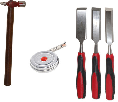 Digital Craft Chisel Kit for Woodwork Size 25mm, 32mm, 38mm,200Grm Hammer,2Mtr Tape, Combination Chisel Set