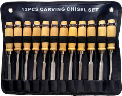 Kreative Kraft 12 PCS Wood Carving Tool Bevel Chisel Set(Pack of 12)