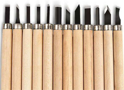Kardiff Professional Woodworking Gouges 12-Piece Knife Combination Chisel Set(Pack of 1)