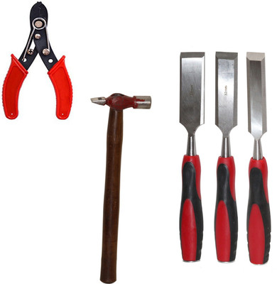 Digital Craft Chisel Kit for Woodwork Size 25mm, 32mm, 38mm,Wire Stripper,200Grm Hammer, Combination Chisel Set