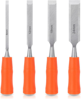 Flemigo 4 Pcs Professional Wood Carving Chisel Set - CRV Steel, Sharp, Ergonomic Handle Combination Chisel Set(Pack of 4)