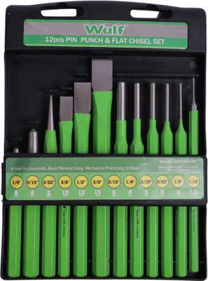 Wulf 12 Pcs Pin Punch & Flat Chisel Set for Locksmith, Mechincal & Wood Work Combination Chisel Set(Pack of 12)