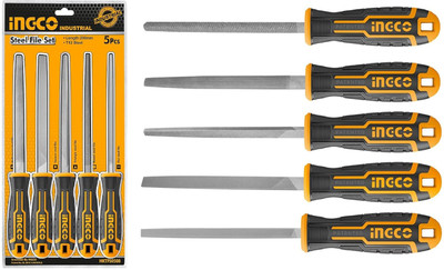 INGCO Steel File Set, 8“/200mm, T12 Steel, 5 Pcs Hand Metal Files Combination Chisel Set(Pack of 5)