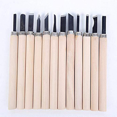 Wishbone 12PCS WOOD CARVING 12PCS WOOD CARVING Bevel Chisel(9 mm Blade)