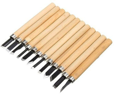 Wishbone 12PCS WOOD CARVING Professional Wood Carving Chisel Set Bevel Chisel(0.12 mm Blade)
