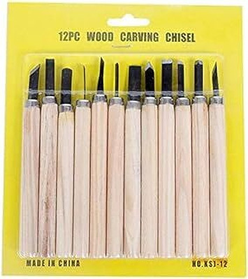 PAVITYAKSH 12PCS WOOD CARVING Professional Wood Carving Chisel Set Bevel Chisel(0.2 mm Blade)