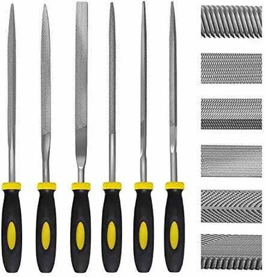 apex ecomm Hardened Alloy Steel Includes Flat, Black-6pcs 6-Piece Metal Needle File Set Firmer Chisel(10 mm Blade)