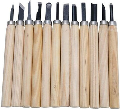 PAVITYAKSH 12PCS WOOD CARVING Hand Wood Carving Chisels Knife for Basic Woodcut Working 12PCS WOOD CARVING Woodworking Chisels Wood Chisel Kits Bevel Chisel(9 mm Blade)