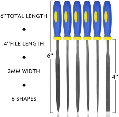 AS TOOL CENTER Alloy Strength Steel - Set Includes Flat Mini Needle File Set (Carbon Steel 6 Piece-Set) Hardened Firmer Chisel(10 mm Blade)
