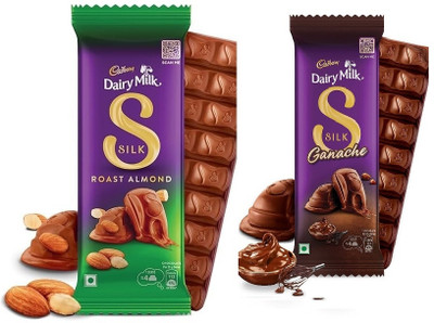 Cadbury Silk Roast Almond 58g & Silk Ganache Chocolate 58g Bars(2 x 58.2 g)