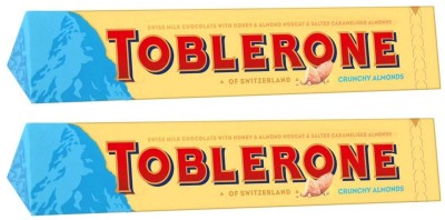 Toblerone CRUNCHY ALMOND (2 x 100 gm) CHOCOLATE WITH HONEY & SALTED CARAMELISED ALMONDS Bars(2 x 100 g)