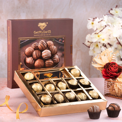 Getmydates PREMIUM QUALITY ALMOND DATES TRUFFLES CHOCOLATE-Premium Arabian Gift Box Truffles(12 x 15 g)