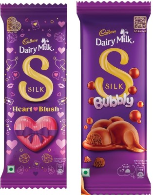 Cadbury Silk Valentines Heart Blush & Silk Bubbly Chocolate Bars(2 x 135 g)