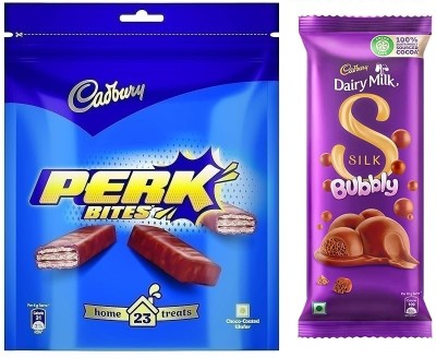 Cadbury Perk Chocolate & Silk Bubbly Chocolate Bars(2 x 1 Units)