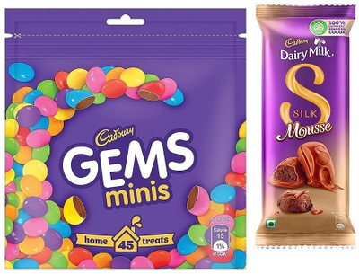 Cadbury Gems Chocolate & Silk Mousse Chocolate Bars(2 x 1 Units)