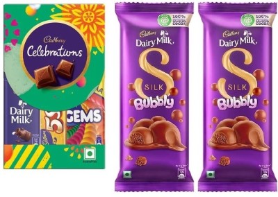 Cadbury Celebrations Chocolate Gift Pack60g & Dairy Milk Silk Bubbly Chocolate Bar50gx2 Bars(3 x 53.33 g)