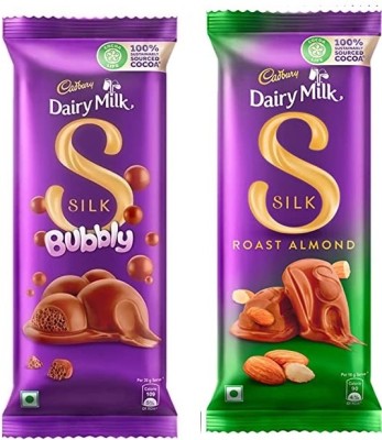 Cadbury Dairy Milk Silk Bubbly Chocolate Bar & Silk Roast Almond Chocolate Bars(2 x 96.5 g)