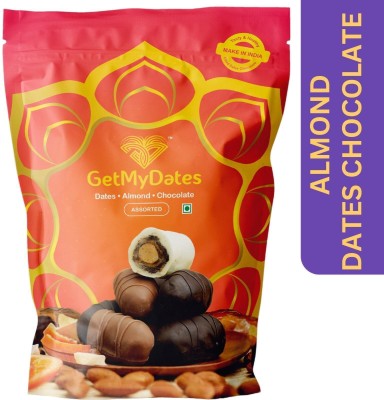 Getmydates Premium Dates Chocolate with Golden Roasted Almond ( 120 gm, approx.) Truffles(8 x 15 g)