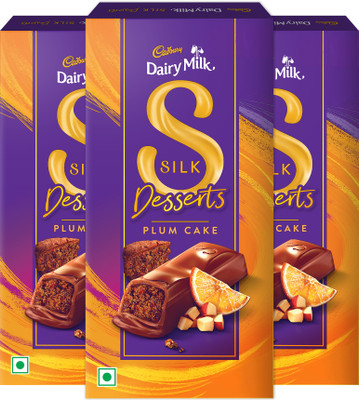 Cadbury Dairy Milk Silk Desserts Plum Cake Chocolate Bars(3 x 140 g)