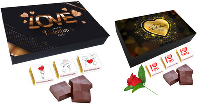 CHOCOINDIANART Happy Valentine's Day Delicious Chocolate 12pcs & 6pcs Gift Box Pack of 2. Truffles(2 x 1 Units)