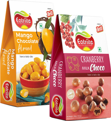 Eatriite Milk-Chocolate Coated Cranberries & Mango-Chocolate Coated Almonds 400g Bites(2 x 200 g)