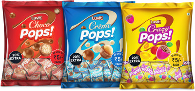 LuvIt Chocopops, Crazypops, Cremepops | Combo Pack | Bites(3 x 362.25 g)