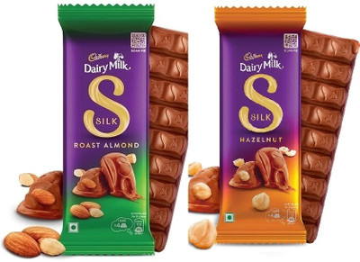 Cadbury Silk Roast Almond Chocolate 143g & Silk Hazelnut Chocolate 58g Bars(2 x 100.5 g)
