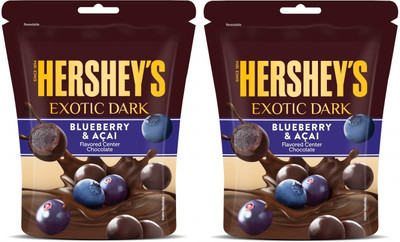 HERSHEY'S Exotic Dark Blueberry Acai Flavor Dark Cocoa Rich Chocolates Fudges(2 x 33 g)