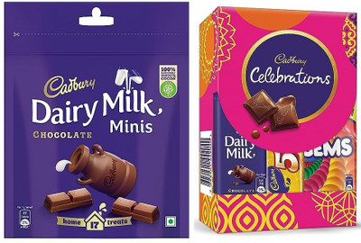 Cadbury Dairy Milk minis Chocolate 119g & Celebration 62g Rakhi chocolate Gift pack Bars(2 x 90.5 g)