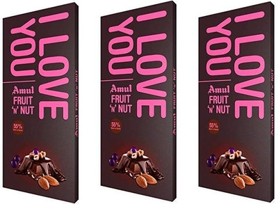 Amul Fruit N Nut Chocolate I Love You | Bars(3 x 150 g)