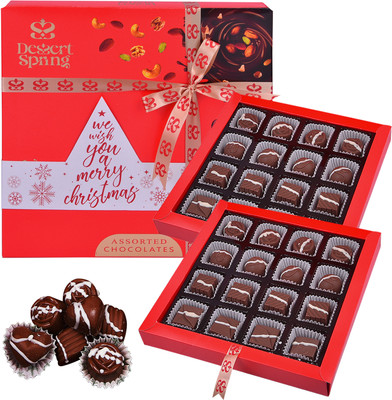 Dessertspring Assorted Christmas Chocolate Gift Box | Gift Hamper | Dry Fruit Chocolate Gift Bites(2 x 92.5 g)