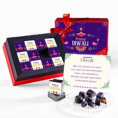 TinyGlads Diwali Chocolate Box Gift for Family & Friends | Assorted Flavours Truffles(600 g)