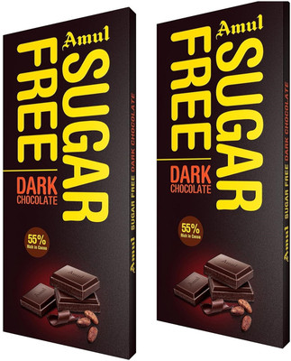 Amul SUGARFREE RICH IN COCOA DARK CHOCOLATE DELICIOUS Bars(2 x 151 g)
