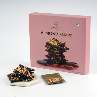 Smoor Premium Roasted Almond Dark Chocolate Snaps-18pcs | Tasty & Crunchy Nibbles | Brittles(180 g)